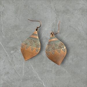 Bohemian Turquoise & Copper Color Dangle Tear Drop Earrings